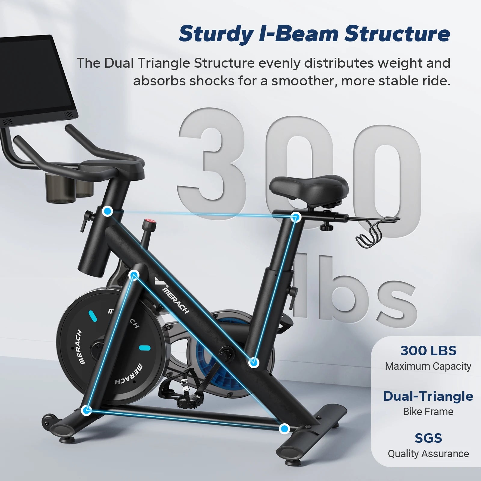 MERACH Exercise Bike Brake Pad Stationary with Exclusive App Low Noise Indoor Bike Tablet Mount&Fitness Courses for Weight Loss