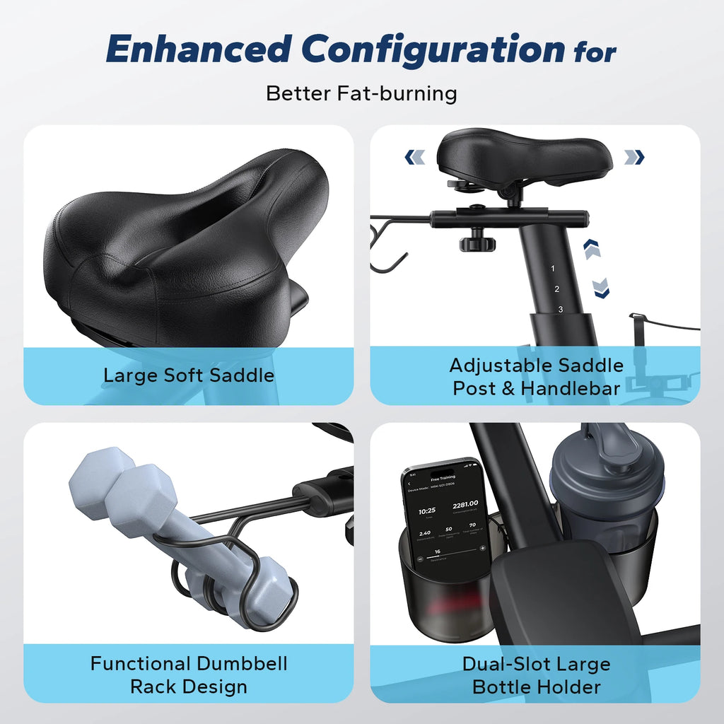 MERACH Exercise Bike Brake Pad Stationary with Exclusive App Low Noise Indoor Bike Tablet Mount&Fitness Courses for Weight Loss