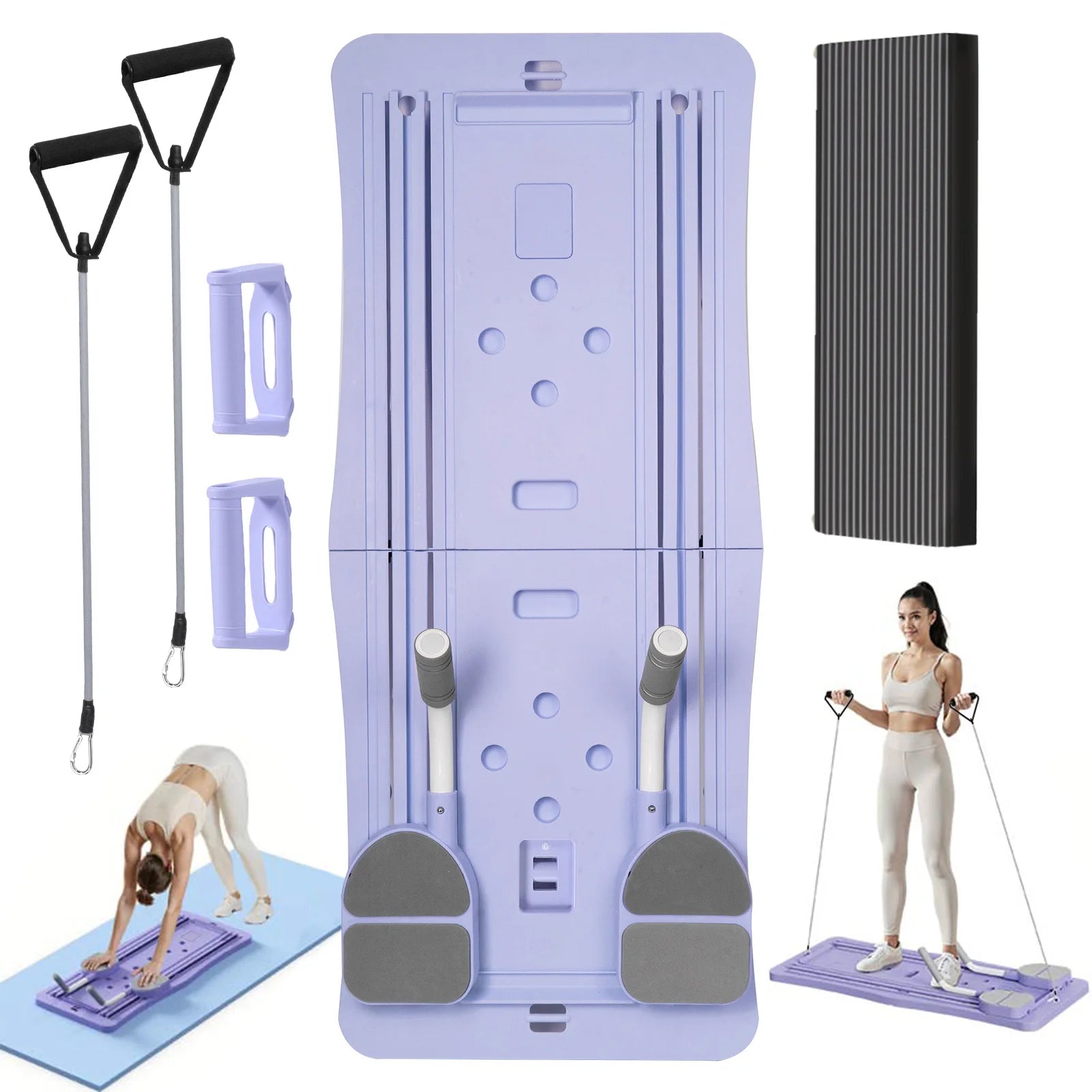 At Home Pilates Board Foldable 4-in-1 Exercise Ab Wheel Roller Exercise Equipment for Home Gym Workout Core Trainer