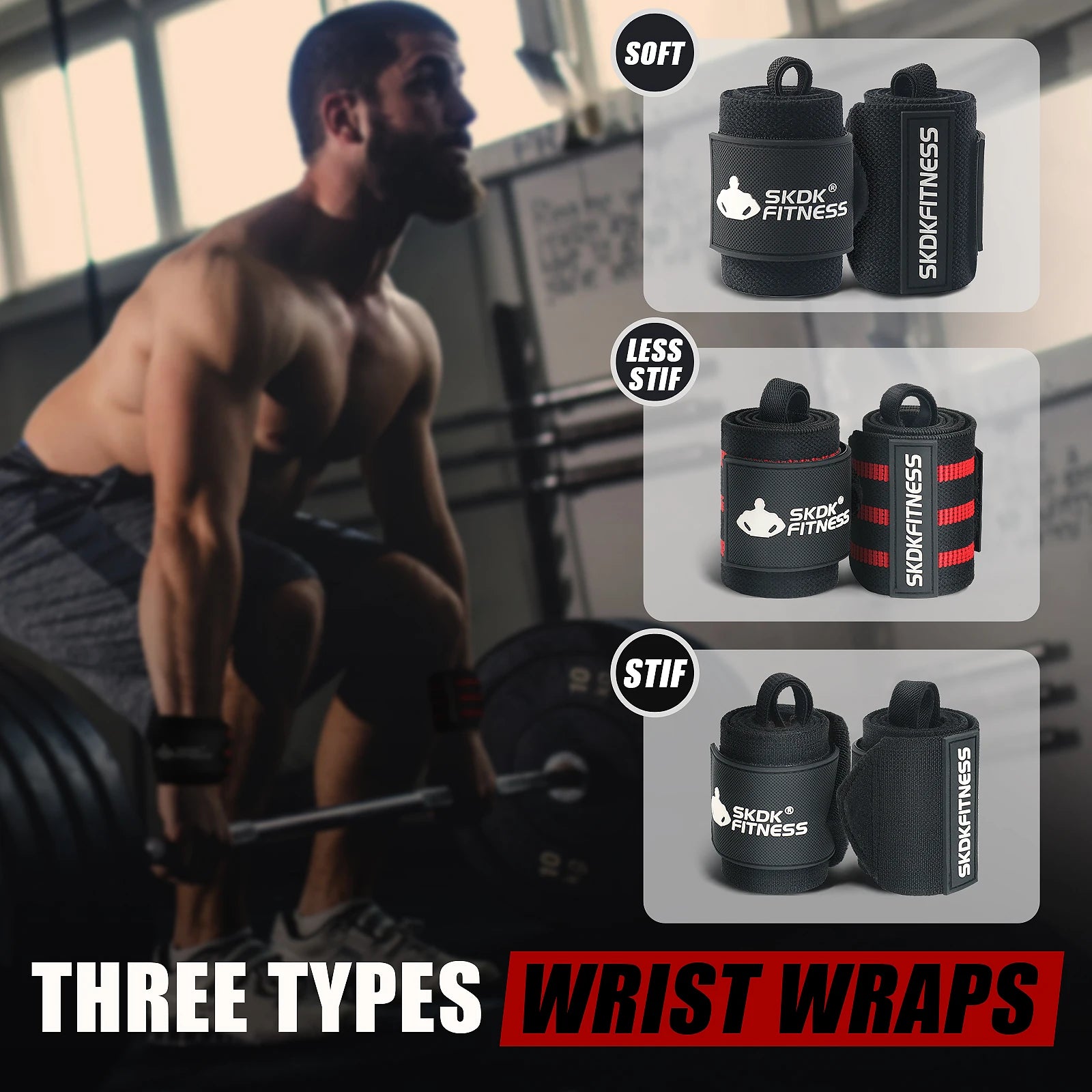 Wristwrap Weightlifting Hook Grips Hand-Bar Gym Fitness  Sports Bandage Pull-Ups Power Lifting Gloves Durable Training Wristband