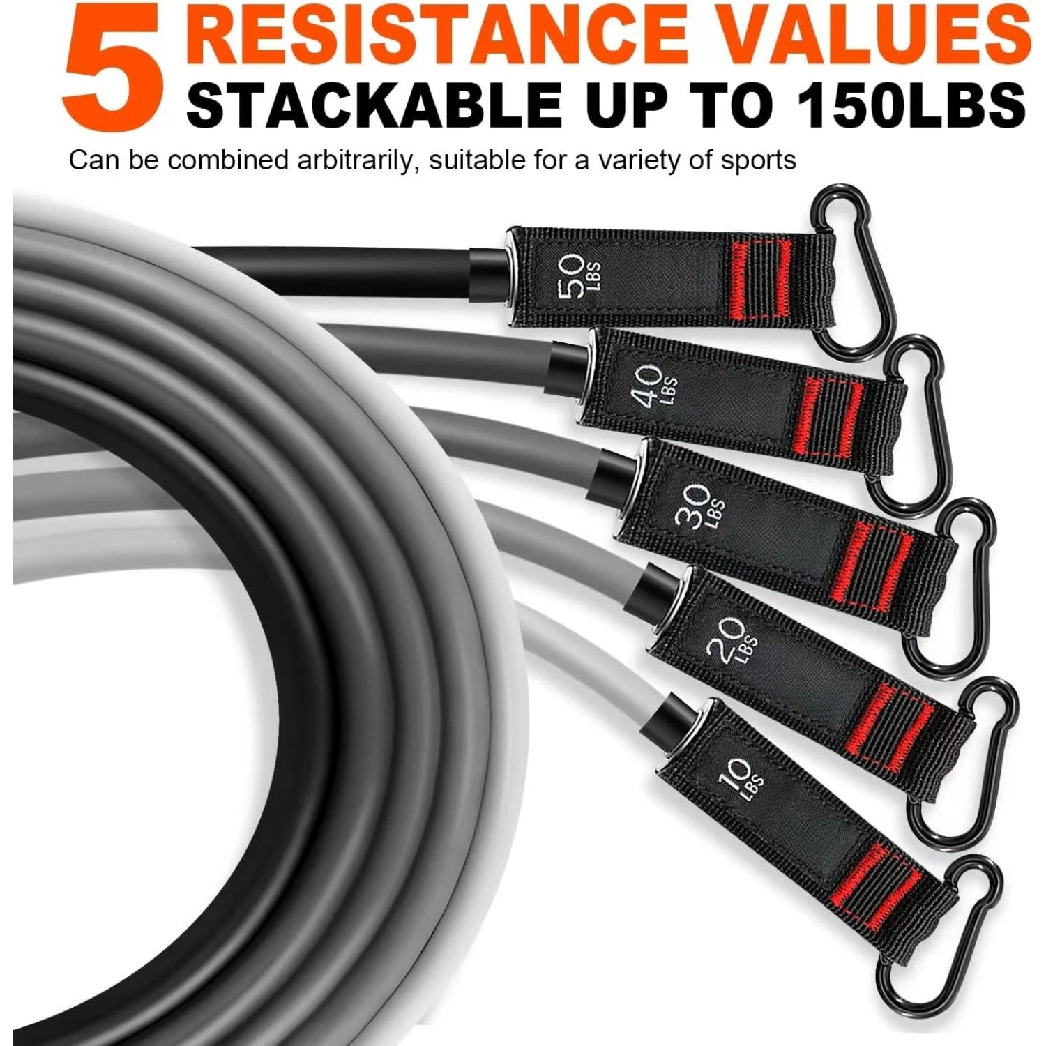 Resistance Bands, Exercise Bands with Handles, Fitness Bands, Workout Bands with Door Anchor and Ankle Straps