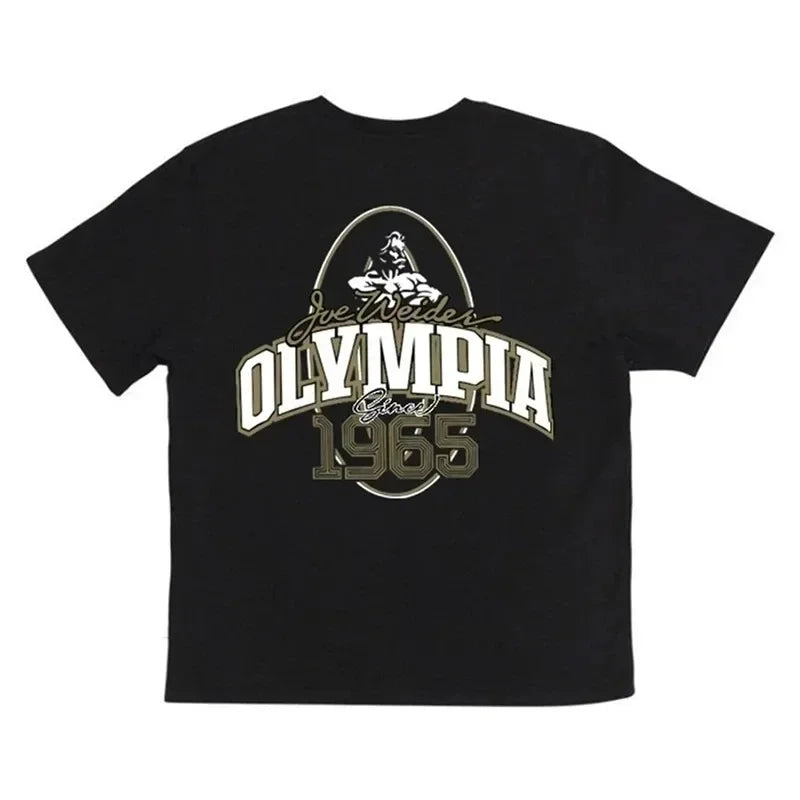 Men Fitness T-shirt Summer New Gym Sports Cotton T Shirt Round Neck Men's T-Shirt Fashion Running Training Tees
