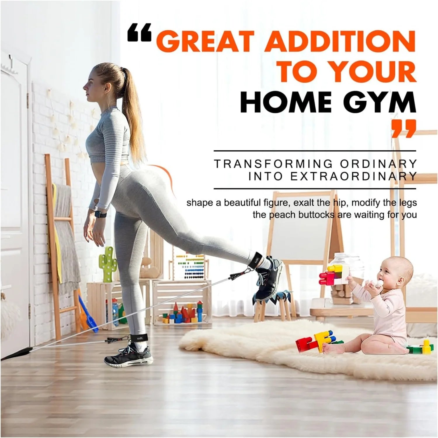 Resistance Bands, Exercise Bands with Handles, Fitness Bands, Workout Bands with Door Anchor and Ankle Straps