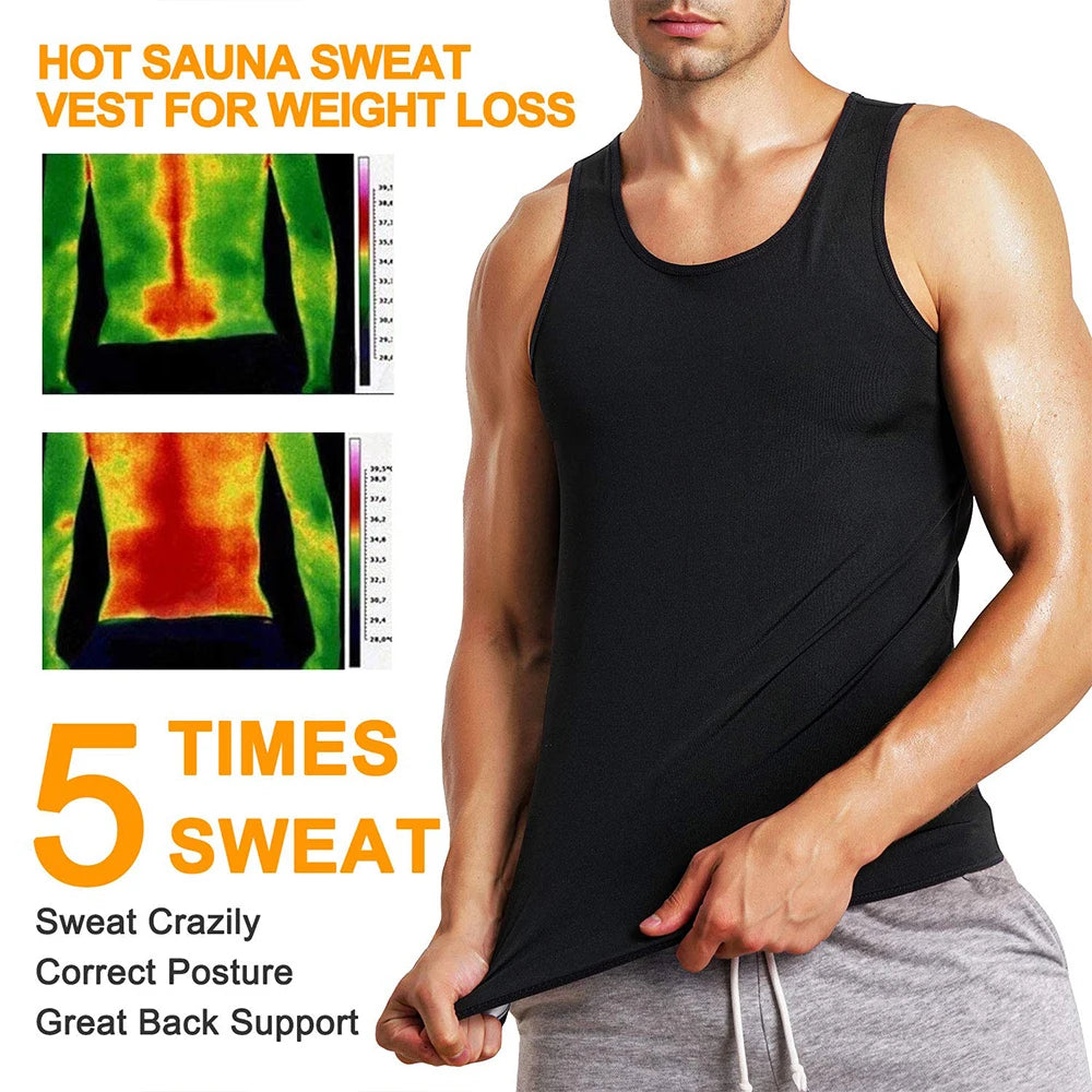 Men Sweat Workout Tank Top Shaper Sauna Vest Sweat Suit Shapewear Tank Top Workout Weight Loss Body Sweatsuit Exercise Fitness
