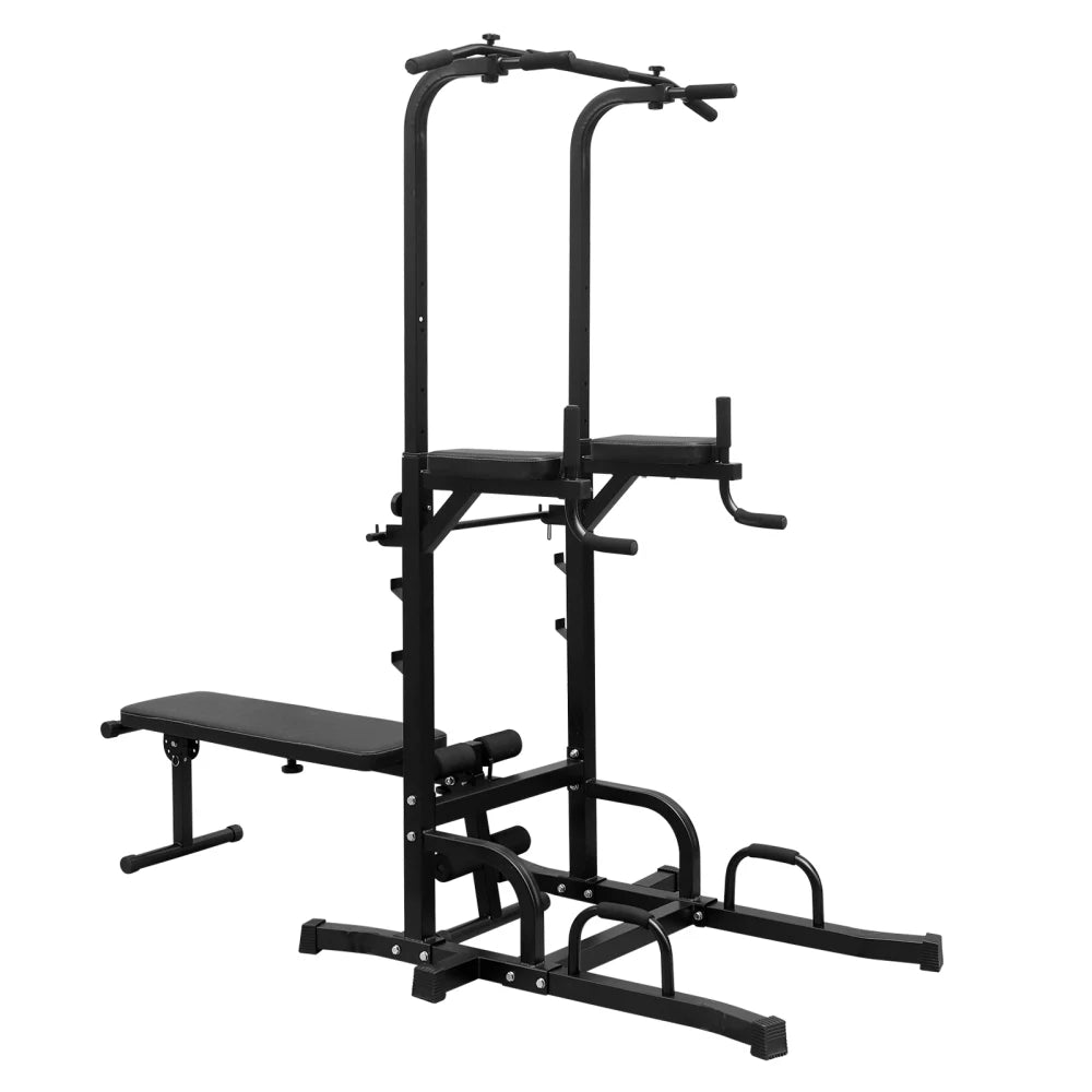 Power Tower Dip Station Bench Pull Up Bar Stand Adjustable Height Heavy Duty Multi-Function Fitness Training Equipment Home