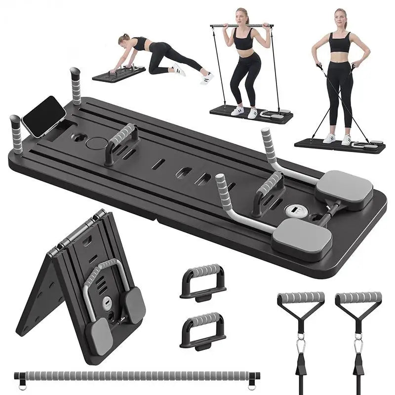 Durable Portable Multifunctional Pilates Reformer Board Folds Up for All Body Workouts in a Pilates Studio
