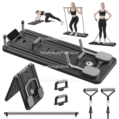 Durable Portable Multifunctional Pilates Reformer Board Folds Up for All Body Workouts in a Pilates Studio
